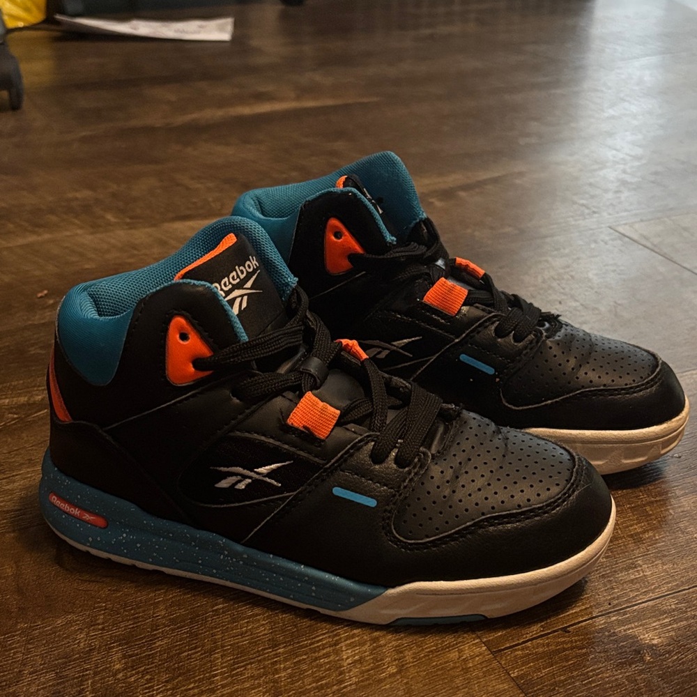 Reebok Kids Black Sneakers with Blue and Orange Accents